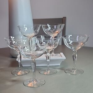 Princess House Cystal Set Of 6  Clear Glass Champain/Wine Set